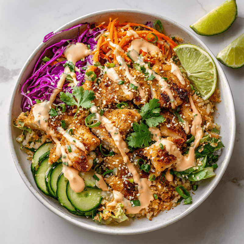 Bang Bang Chicken Crispy Rice Salad: Sweet-Spicy Delight