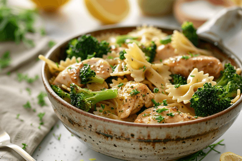 Cowboy Butter Lemon Bowtie Chicken with Broccoli Recipe