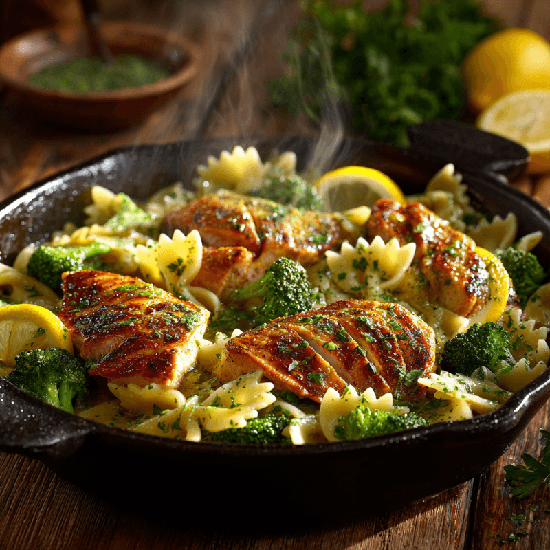 Cowboy Butter Lemon Bowtie Chicken with Broccoli