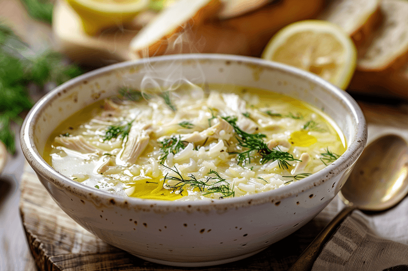 Creamy Greek Lemon Chicken Soup Recipe | Avgolemono