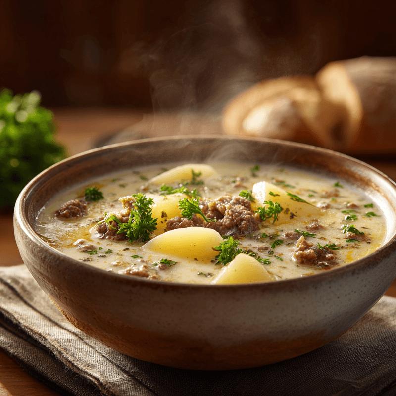 Creamy Potato & Hamburger Soup Recipe (Easy & Hearty!)