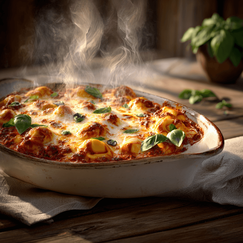 Easy Cheesy Baked Tortellini With Meat Sauce Recipe