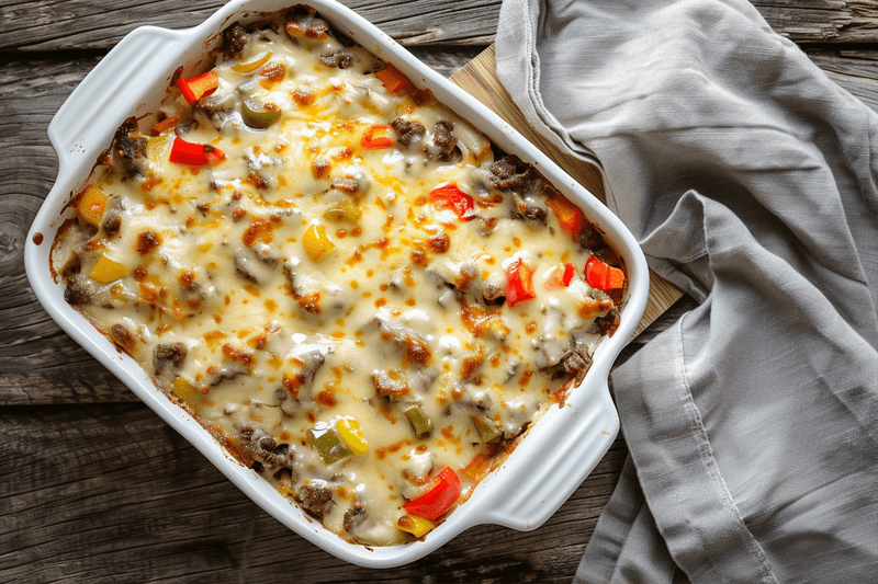 Easy Low Carb Philly Cheesesteak Casserole Recipe