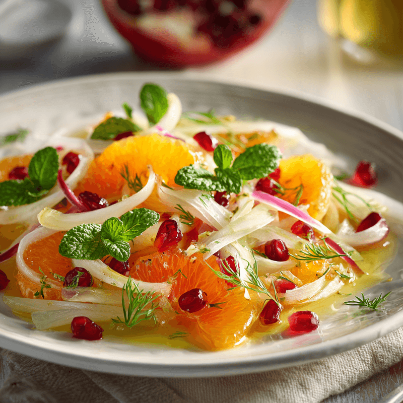 Fennel, Orange & Pomegranate Salad with Honey Vinaigrette