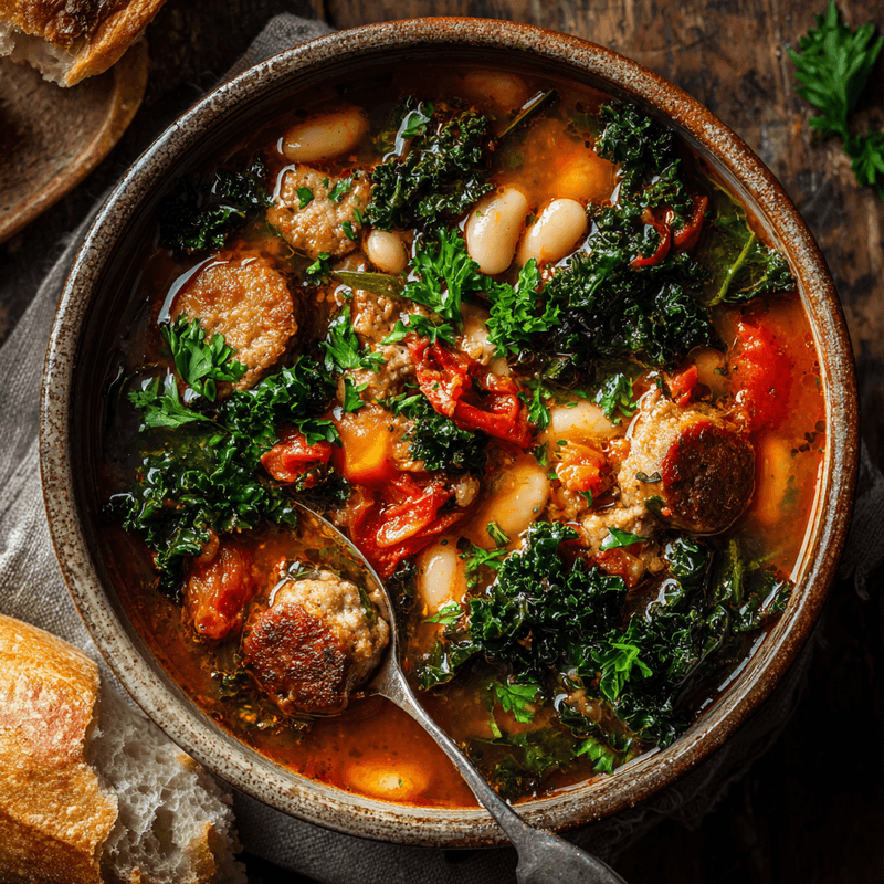 Italian-Style Sausage, Kale, and White Bean Soup