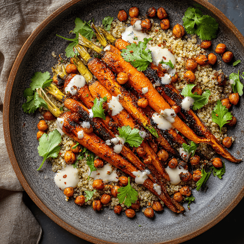 One-Pan Roasted Carrot and Chickpea Bowl Recipe