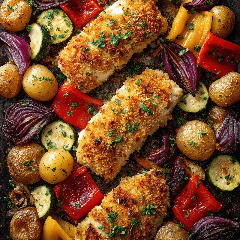 Parmesan Crusted Chicken Sheet Pan Dinner Recipe