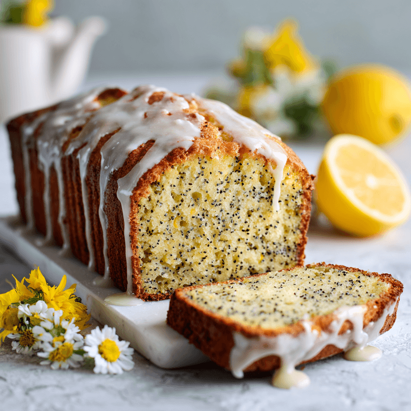 Lemon Poppy Seed Loaf Cake with Sweet Lemon Glaze