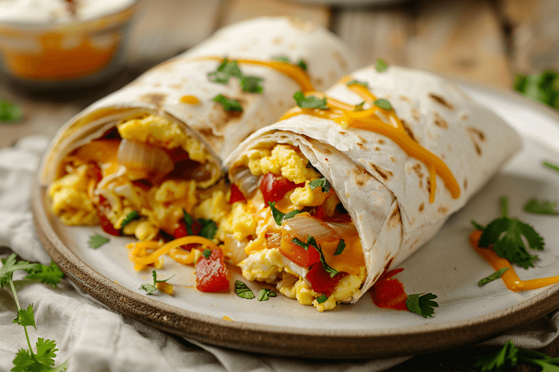 Sheet Pan Breakfast Burritos with Creamy Chipotle Sauce