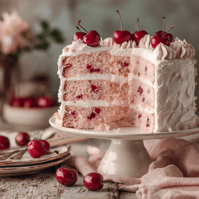 Vintage Cherry Chip Layer Cake Recipe | Nostalgic Dessert